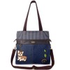 CHALA Denim Convertible Stripe Work Tote in Navy Blue (Coin