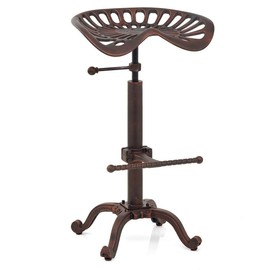 Diwhy Rustic Industrial Farmhouse Tractor Seat Adjustable Bar Stool Industrial bar Chair (Copper, Cast Iron)