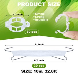 HFXXAD 20Pcs Tomato Hooks with String, Tomato Support Hooks, Tomato Holder Hooks & Plant Support Clips with 33.3ft Twine to Prevent Tomatoes from Pinching or Falling Off