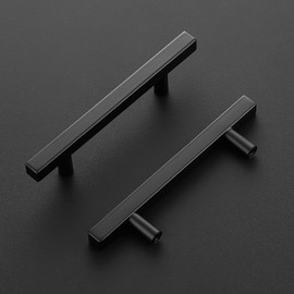 Ravinte 10 Pack Matte Black Cabinet Pulls 3-3/4 inch Black Cabinet Handles Kitchen Pulls for Cabinets with Mounting Template 6 inch Overall Length