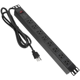 ElecVoztile 8 Outlet Rack Mount PDU Power Strips with SPD Surge Protection-1200J, 10ft 14AWG Cord, 15A Overload Switch, 1U RackMount, Fits 19'' Network Server Rack, Front Facing Plug