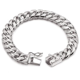 Meilanduo 925 Sterling Silver Miami Cuban Link Chain Bracelet, 6mm/8mm/10mm/12mm/13.5mm Thick Big Link Curb Cuban Bracelet for Men Women 7" 7.5" 8" 8.5" 9" 9.5" 10" (10MM, 7.5")