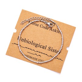 JoycuFF Unbiological Sister Anklets for Women Unique Birthday Christmas Gifts for Best Friend Friendship Soul Sister Sisters Sister in Law Adjustable Silver Morse Code Secret Message Jewelry for Her