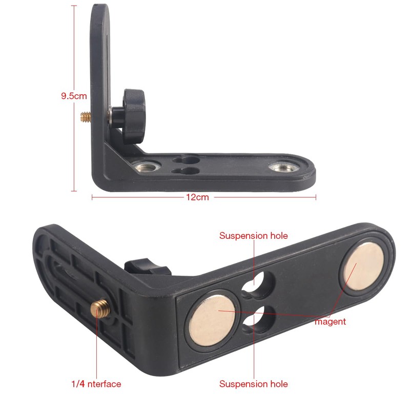 MUTOOP Magnet Level Durable L-Shape Magnetic Bracket Leveling 1/4" Thread
