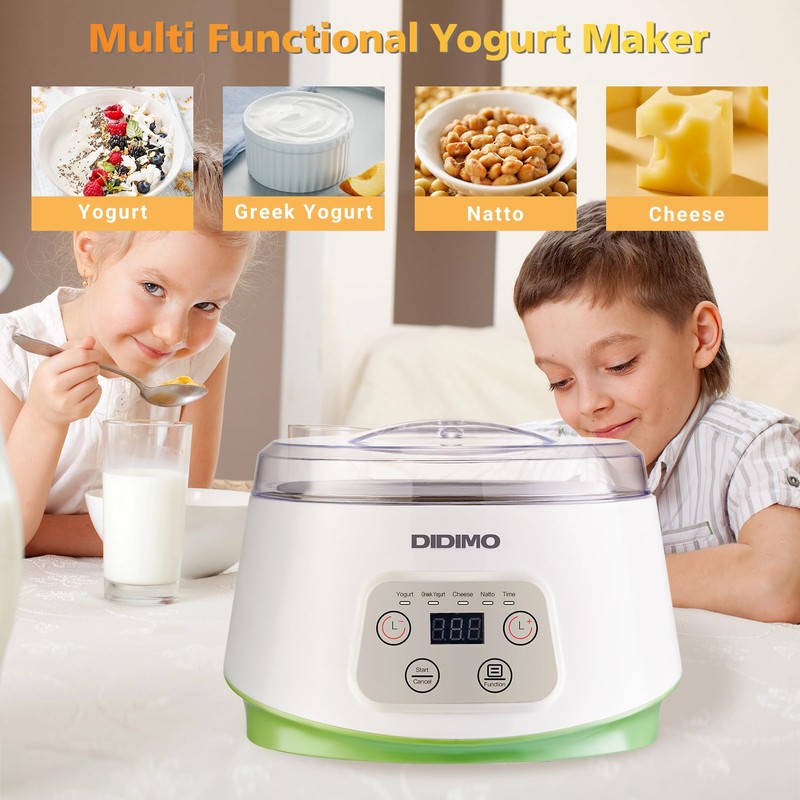 Yogurt Maker, Greek Yogurt Maker with Timer Control and Strainer,
