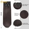 QUEENTAS 4 Pcs Long Straight Dark Brown Clip in Hair