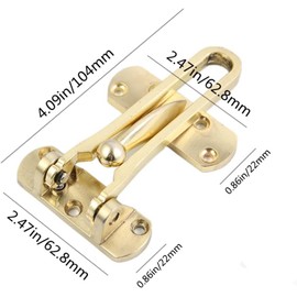 szhdxsy 4 Pcs Home Security Door Lock, Door Reinforcement Lock Swing Bar Lock， Front Door Locks for Kids, Home Reinforcement Lock for Swing-in Doors, Latch Guard Clasp,Solid Security loc, (Golden)