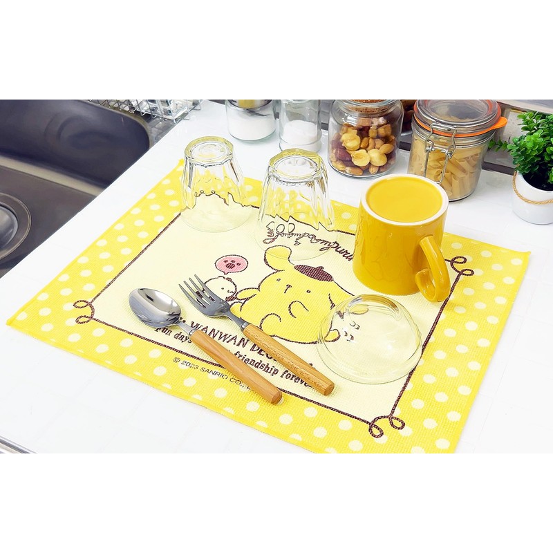 Sanrio Absorbent Placemat (Yellow (Pom Pom Plum)