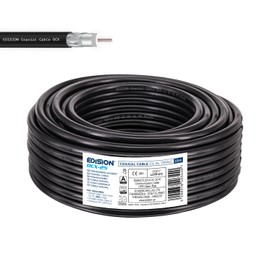 Edision OCX-25 Coaxial Cable 25 m, Antenna Cable 130 dB Outdoor/Indoor PE Black, Pure Copper Inner Conductor CU, SAT Cable, Suitable for DVB-S2, DVB-T/T2, DVB-C, BK Systems, CCTV, Ring 25 m
