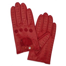 Harssidanzar Womens Leather Driving Gloves Lambskin Touchscreen Gloves Unlined GL009UK,Red,Size L