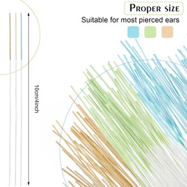 360 Pieces Ear Hole Floss Earrings Hole Cleaner Disposable Piercing Aftercare Cleaner Earrings Piercing Cleaning Line Ear Piercing Care Cleaning Tool for Women Men (Green, Blue, Brown)