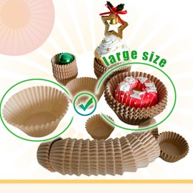 Gcardist Large Size Natural Cupcake Liners 200-Count Muffin Liners Food Grade Jumbo Brown Baking Cups Paper No Smells (Large Size)