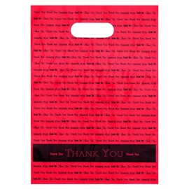 9x12 Red "Thank You" Die Cut Handle Plastic Bags 50/cs - Bags Direct Brand