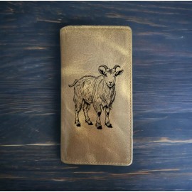 Unbranded Goat Rodeo Wallet Cowboy Western Buffalo Leather Premium Farm Animal Gift NEW