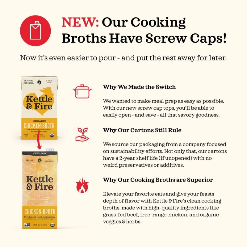 Kettle & Fire Organic Vegetable Cooking Broth Low Sodium, 32