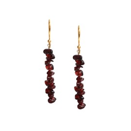 Gempires Natural Red Garnet Chips Earring January Birthstone Jewelry Dangling Earrings For Gift for Her (Red Garnet (Gold)