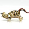 Sansukjai Cat Squat Miniature Hand Blown Glass Painted Art Figurines Animals Collectible Gift Home Décor, Amber Black