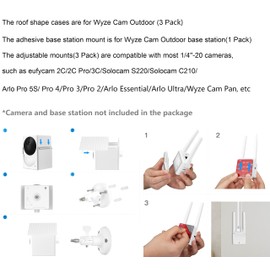 Wall Mount and Waterproof Case for Wyze Cam Outdoor with Adhesive Plate for Wyze Cam Outdoor Base Station