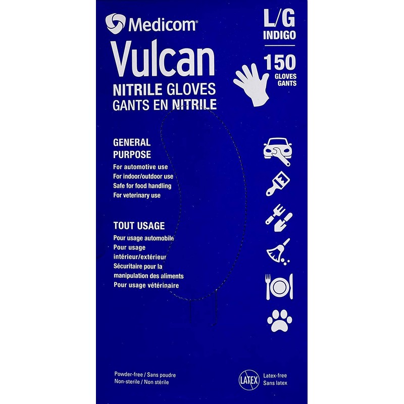 MEDICOM Vulcan Nitrile Gloves, 150 Count Large