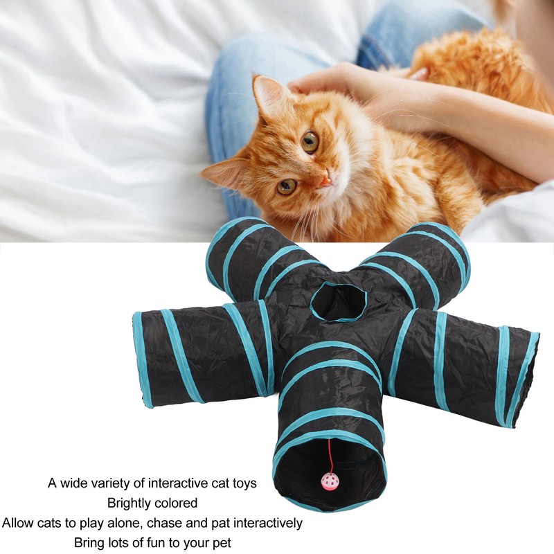 Cat Play Tunnel Toy Set Multipurpose Fun Interactive Bell Ball
