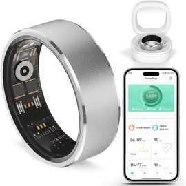 Smart Fitness Ring for Men & Women – Health & Activity Tracker with Sleep Monitoring, Motion Tracking, and Remote Camera Control, Waterproof & No Subscription Required (Silver, #7)