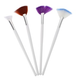 TOVINANNA Enhanced Absorption Fan Shape Makeup Brush for Mask Skincare Soft Bristles White Purple Brown Blue