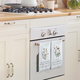 Tzhim Christian Floral Kitchen Towels Set of 2, Bible Verse Decor Hand Towels, Christian Dish Towels Dishcloths Tea Towels for Kitchen, Christian Kitchen Bathroom Decor, 16x24 Inch