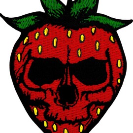 The Bloody Skull Strawberry Patch Embroidered Applique Badge Iron On Sew On Emblem