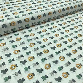 Kt KILOtela Patchwork Fabric Sold by the Metre - Digital Print - 100% Cotton - 140 cm Width - Choice of Length 50 in 50 cm | Lions, Rabbits, Frogs and Hippos - Mustard, White, Black