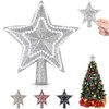 Hollowfly Glitter Mini Star Christmas Tree Topper Christmas Star Pearl