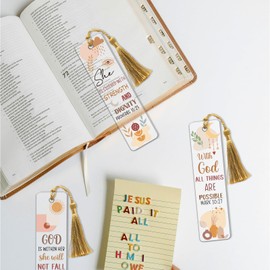 Boho UV DTF Bookmark Wraps - 24 Sheets Bible Verse Blank Bookmark Stickers for Book Lovers, Inspirational Quotes Rub on Transfer Sticker for Acrylic Bookmarks Craft Decoration Gift for Women