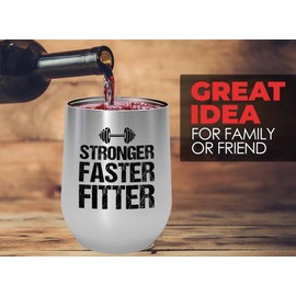 Personal Trainer Silver Edition Wine Tumbler 12oz - Stronger Faster Fitter - Fitness Instructor Workout Coach Exercise Lover Cardio Lover Gym Coach