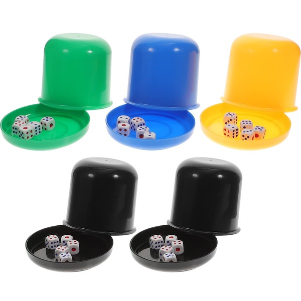 CLISPEED 5pcs D6 Dice Poker Dice Shaker Cups with Lid Dice Cups Cup with Lid Party Dice Stacking Cups Dice Stacking Cup Dice in a Cup Dice and Cup Dice Shaker Cup Dice Toy With Cover Base