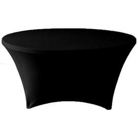 Gowinex Black 6 ft 72inch Round Spandex Tablecloth Fitted Stretch Table Cover for Wedding Party Decoration