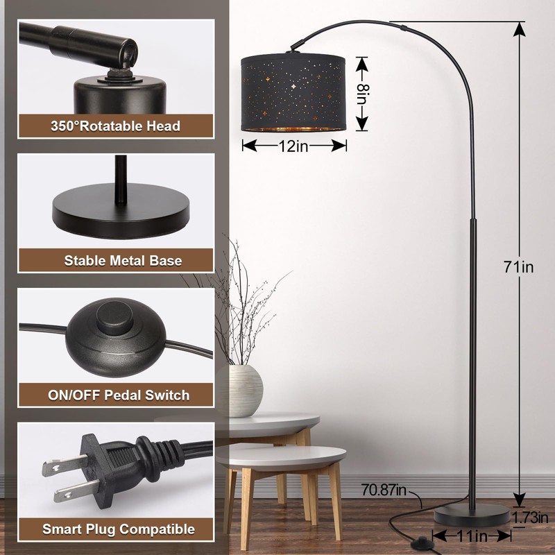 Seaside Village Modern Arc Floor Lamp, Tall Pole Lamp with
