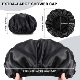 3-Layer Shower Cap, Reusable Extra Large Shower Cap, Women, Waterproof Elastic Shower Cap, Suitable for All Types of Long Hair, Soft Comfortable Lining, Ideal for Girls