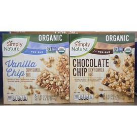 Simply Nature Organic NON-GMO Vanilla Chip & Chocolate Chip Chewy Granola Bars 6.8oz 192g (Two Boxes)