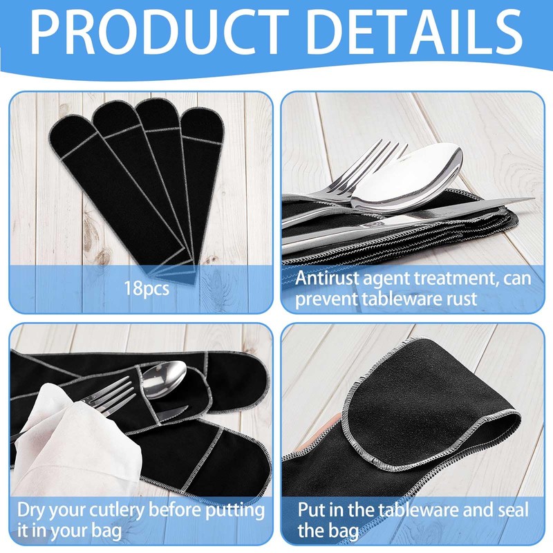 Weewooday 18 Pieces Silver Storage Bags Flatware Storage Silverware Storage