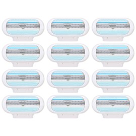 12Pcs Women's Razor Blade Refills 3 Blade Replacement Razor Blade for Body Armpit Hair Removal