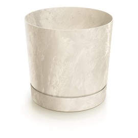 Tubo P Concrete Effect 240E Round Pot with Saucer Cream