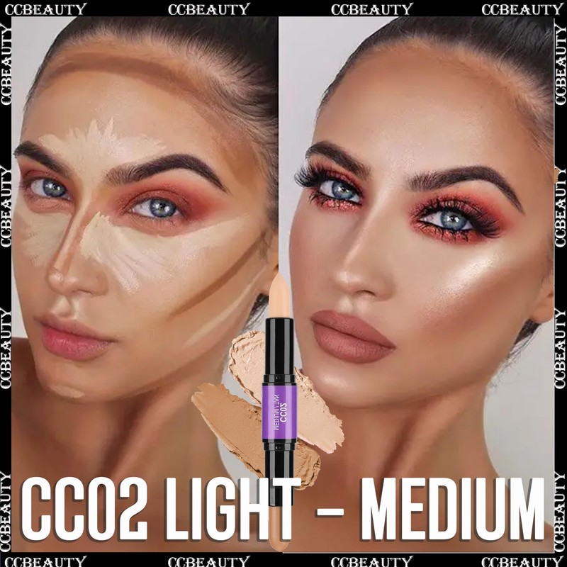 CCbeauty 2-IN-1 Matte Contour Stick Makeup,Cream Dual Highlighter Bronzer Stick,