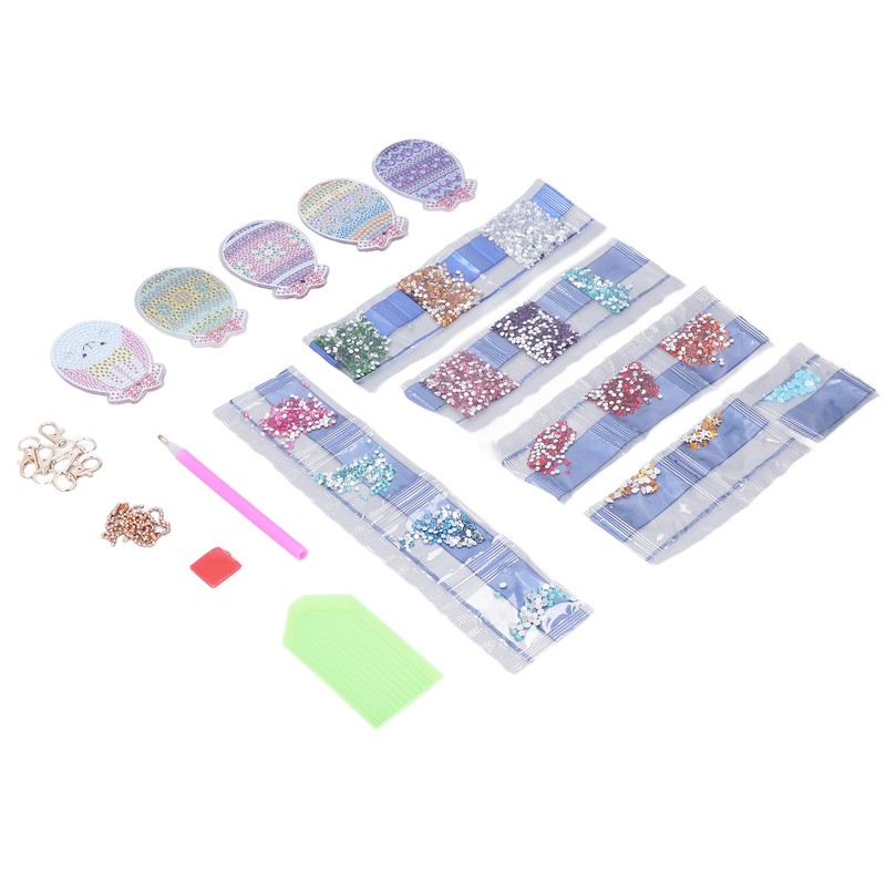 5pcs Diamond Painting Keychain Kit Handmade DIY Cute Shape 5D