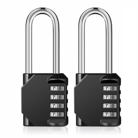 Padlock, Dial Type, 4-Digit Lock, Set of 2, Key, Dial Lock, Anti-theft Number, For Schools, Warehouses, Corporations, Outdoors, Lockers, For Travel, Easy Setup, Easy Operation (Black + Silver)