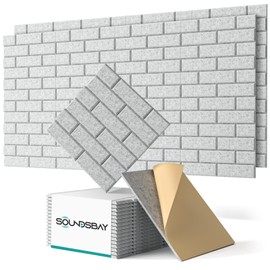 Soundproof Wall Panels Self-adhesive, 18 Pack Acoustic Panels Sound Absorbing Panel High Density Brick Wall Panel for Walls, Office,Reccording Studio, Ceiling 12" X 12" X 0.4" Gray