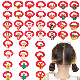 Christmas Hair Rubber for Children, 40 Pieces, Stylish, Cute, Santa Claus, Snowman, Christmas Tree, Belle, Reindeer, Christmas, Girls, Hair Accessories, Hair Accessories, Hair Accessories, Hair Clips,