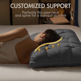 PAJEO Bed Pillows for Sleeping, King Size Pillows Set of 2, Fluffy Filling Design, Ultra Soft and Breathable Pillow for Back, Stomach or Side Sleepers, 20''×36''(Black)