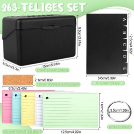LONHCHI 263 Index Box, Black, 15 x 9.5 x 8.5 cm Index Cards, Presentation Cards, Vocabulary Book, Index Cards Box, On the Go Matching Learning Notes Index Card Box for School Supplies, Office, Home