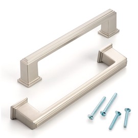 ASKANO 5 Inch Hole Centers, Brushed Nickel Stepped Kitchen Cabinet Pull Handle ZP2206 | Pack of 10, Solid Hardware for Drawer, Dresser, Bathroom, Vanity, Furniture Door, Cupboard, Bedroom, 5"