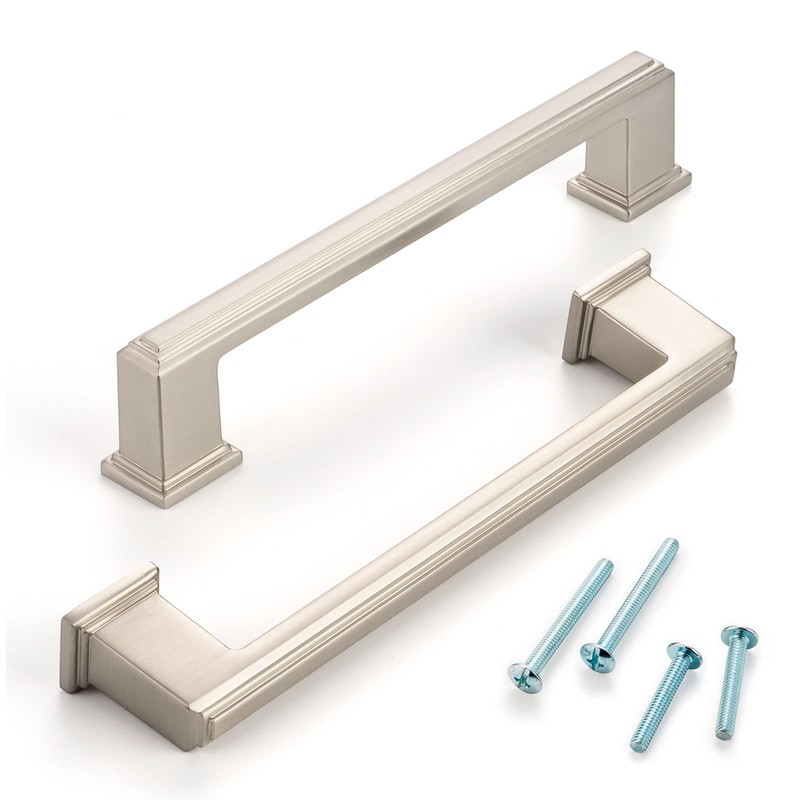 ASKANO 5 Inch Hole Centers, Brushed Nickel Stepped Kitchen Cabinet
