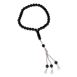 EXCEART Muslim Prayer Beads 33 Beads Islam Prayer Beads Glass Beads Islamic Pilgrimage Pearl Necklace Prayer Chain Muslim Bracelet Women Men Families Friends Gift Black, Glass, Pearl